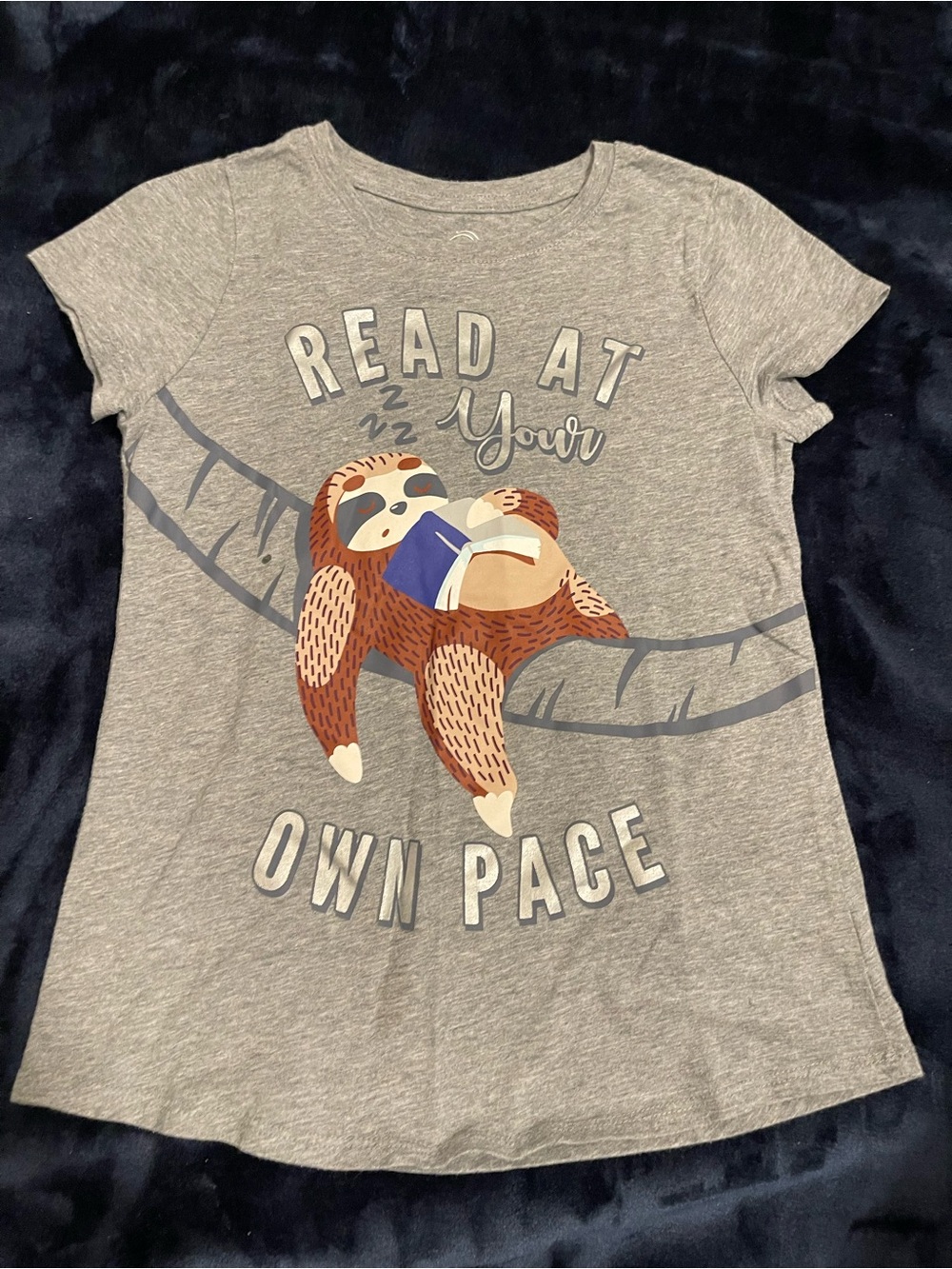 wonder nation Gray Sloth Graphic Tee with Blue Book